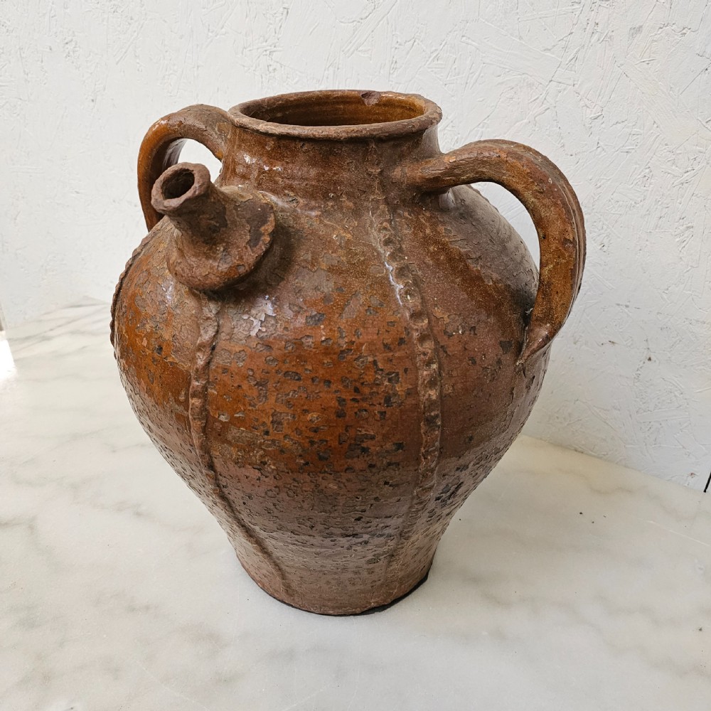 French Glazed Terracotta Oil Jar (Auvergne)