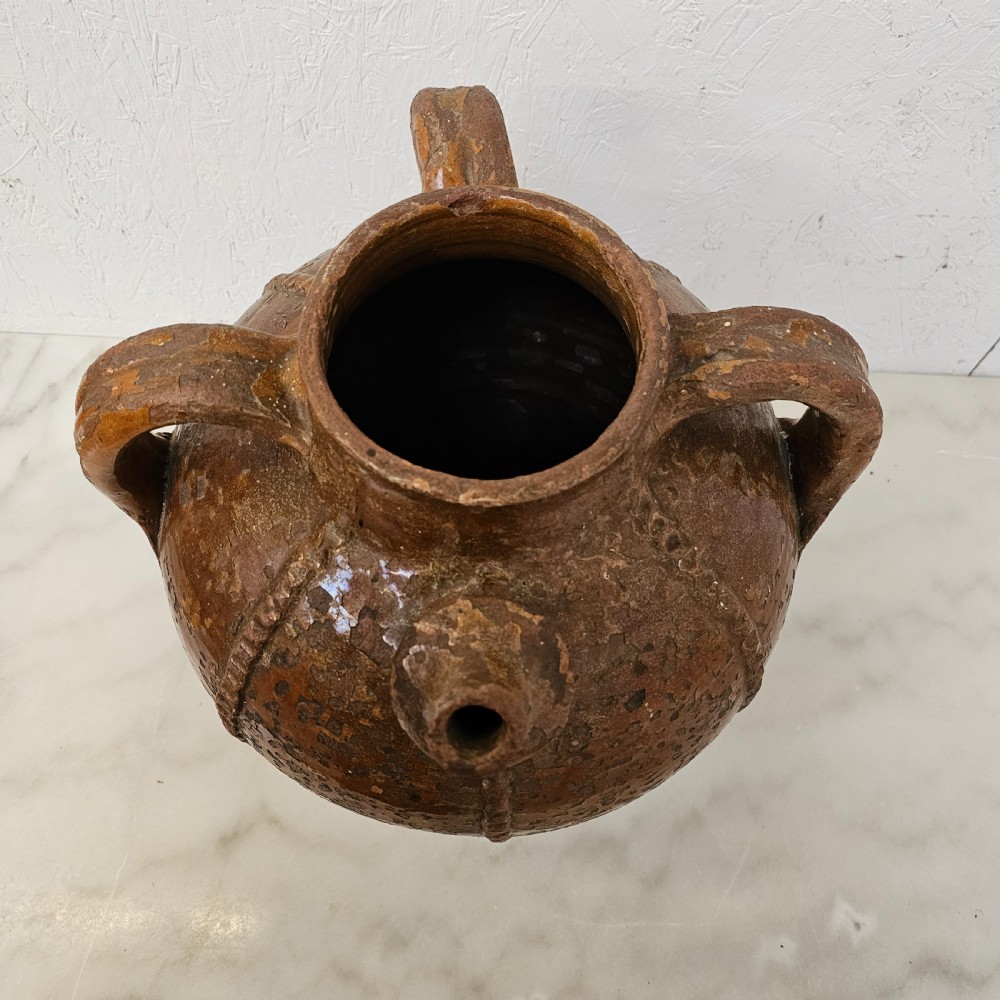 French Glazed Terracotta Oil Jar (Auvergne) View IV