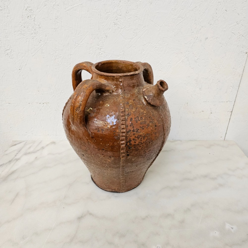 French Glazed Terracotta Oil Jar (Auvergne) View V