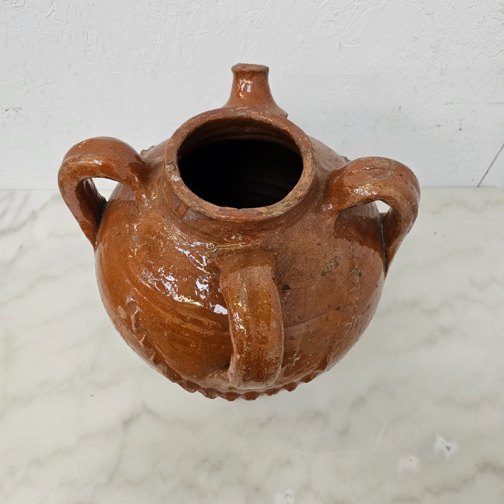 French Glazed Walnut Oil Jar View III