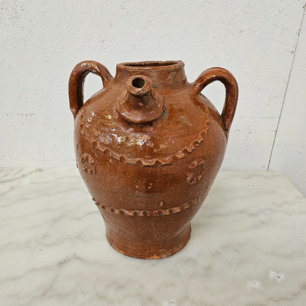 French Glazed Walnut Oil Jar View IV