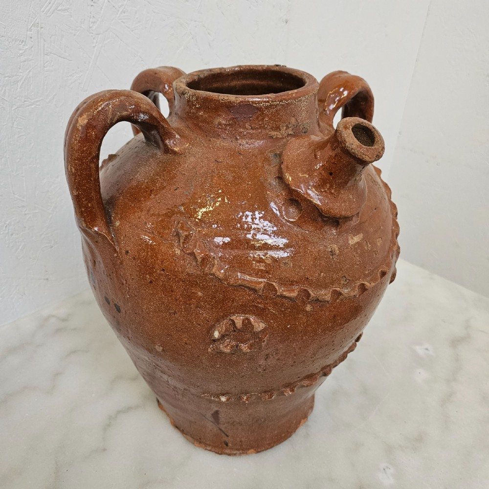 French Glazed Walnut Oil Jar View VI