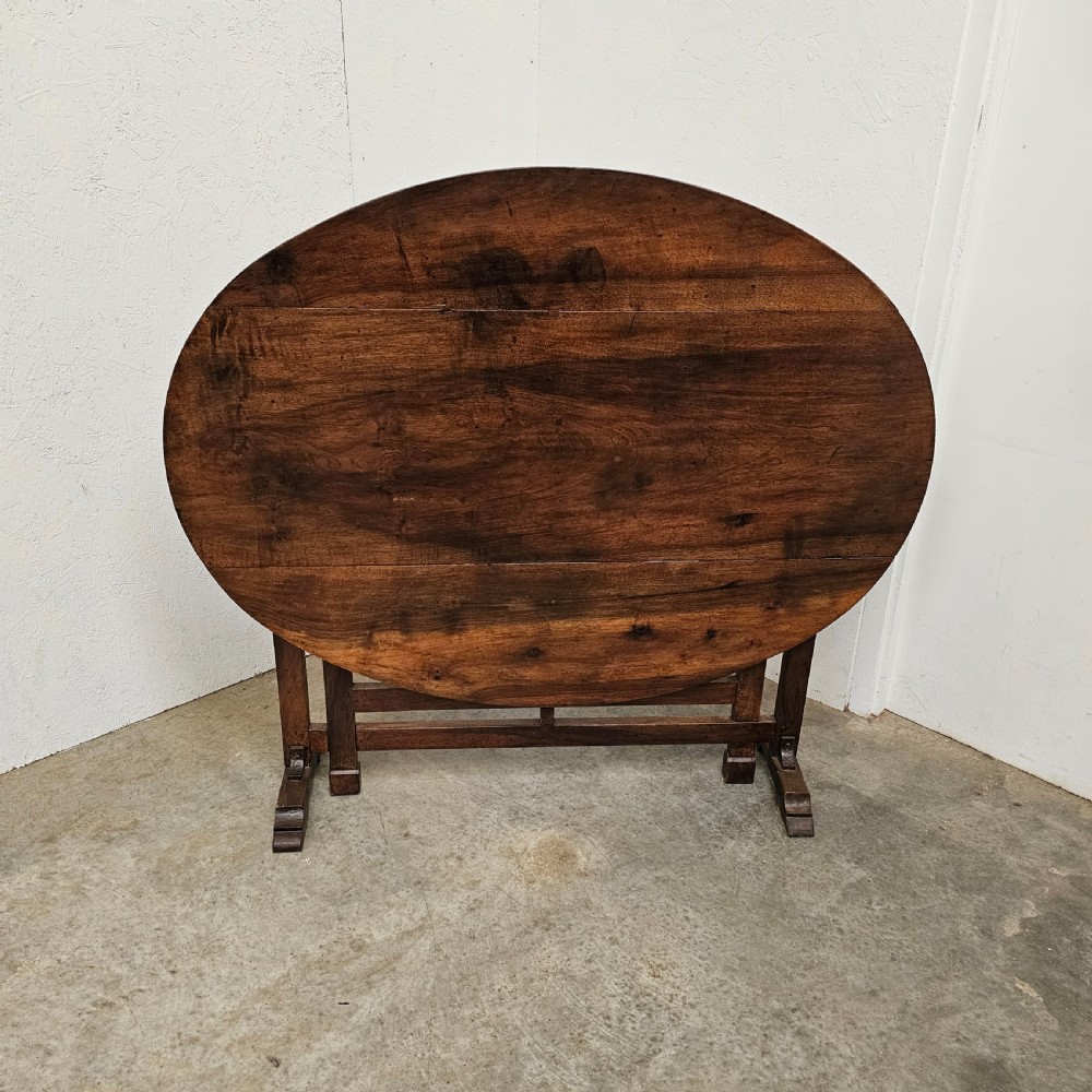 Large French Walnut Oval Wine Tasting Table