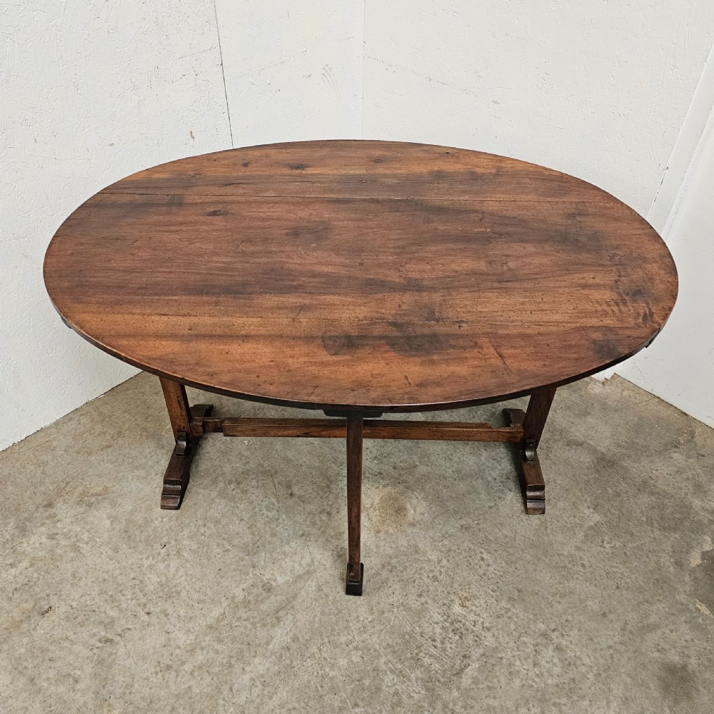 Large French Walnut Oval Wine Tasting Table View IV