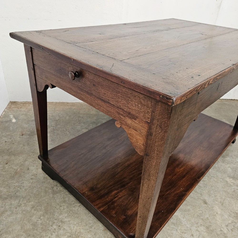 French Oak Two Tier Work Table With Drawer View II