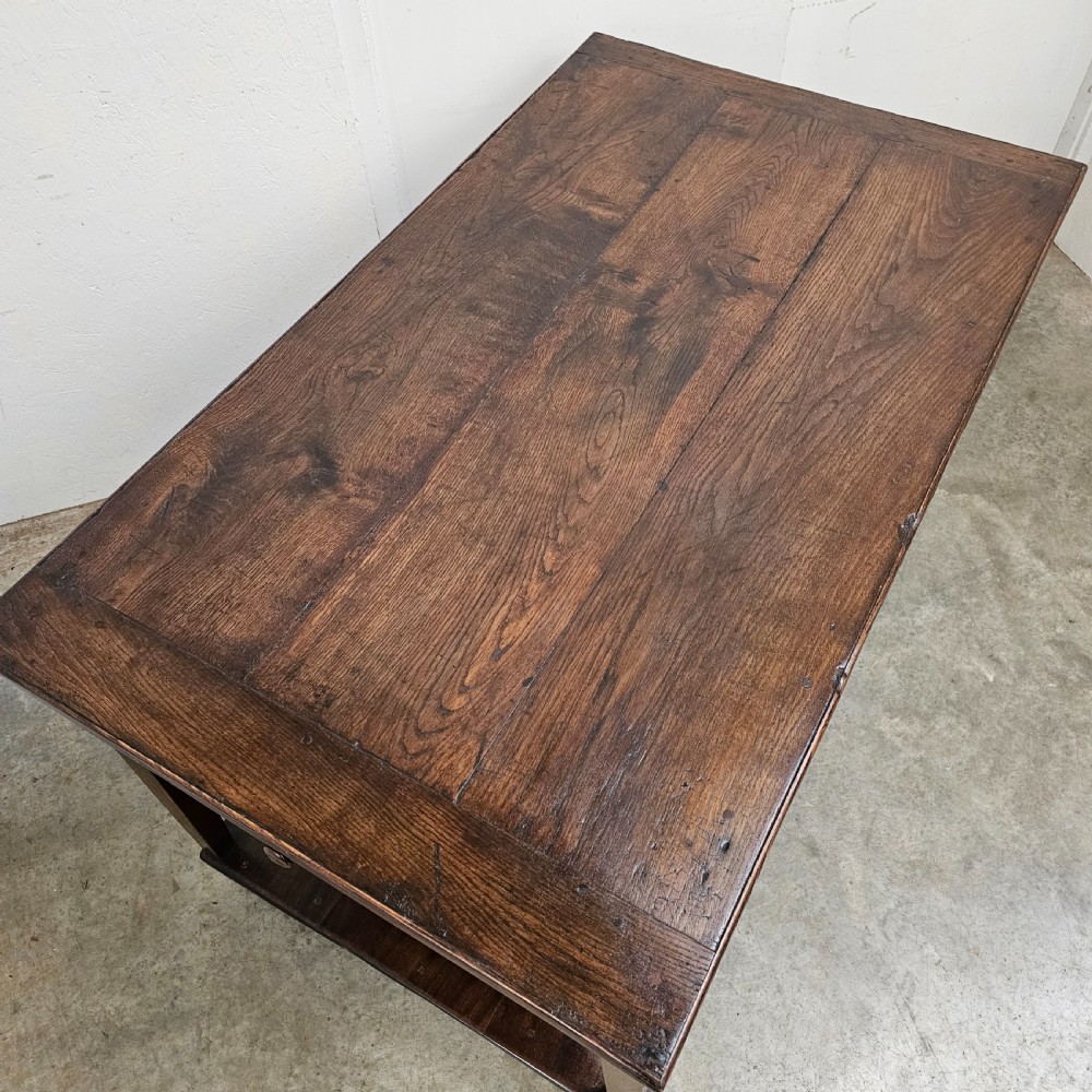 French Oak Two Tier Work Table With Drawer View IV