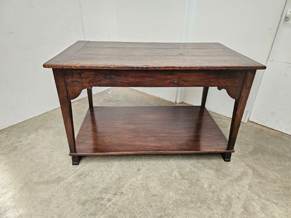 French Oak Two Tier Work Table With Drawer View VI