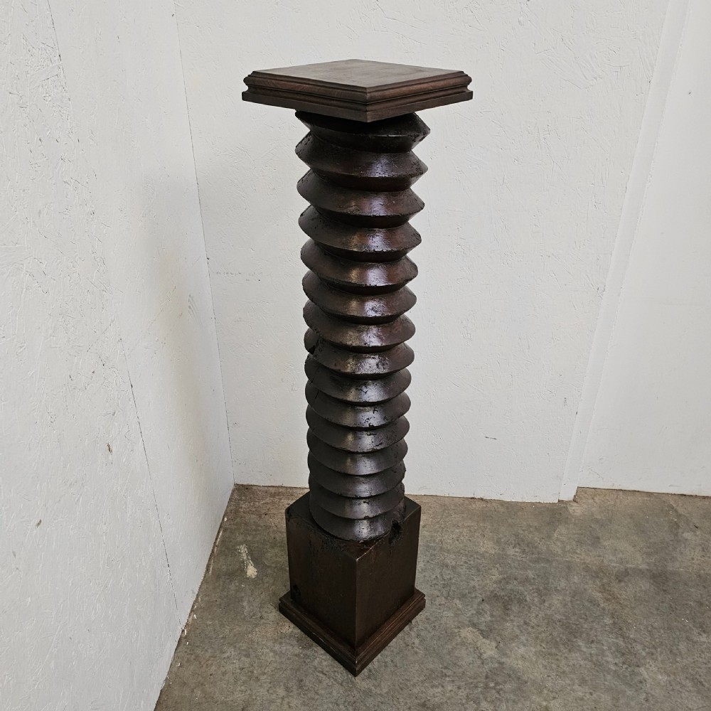French Hand Carved Walnut Press Screw