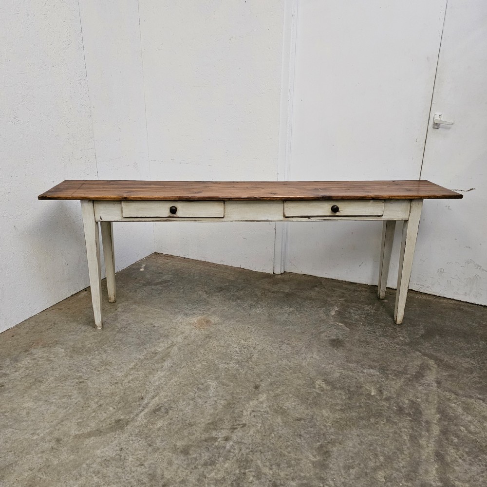 Long French Painted Two Drawer Console  View II