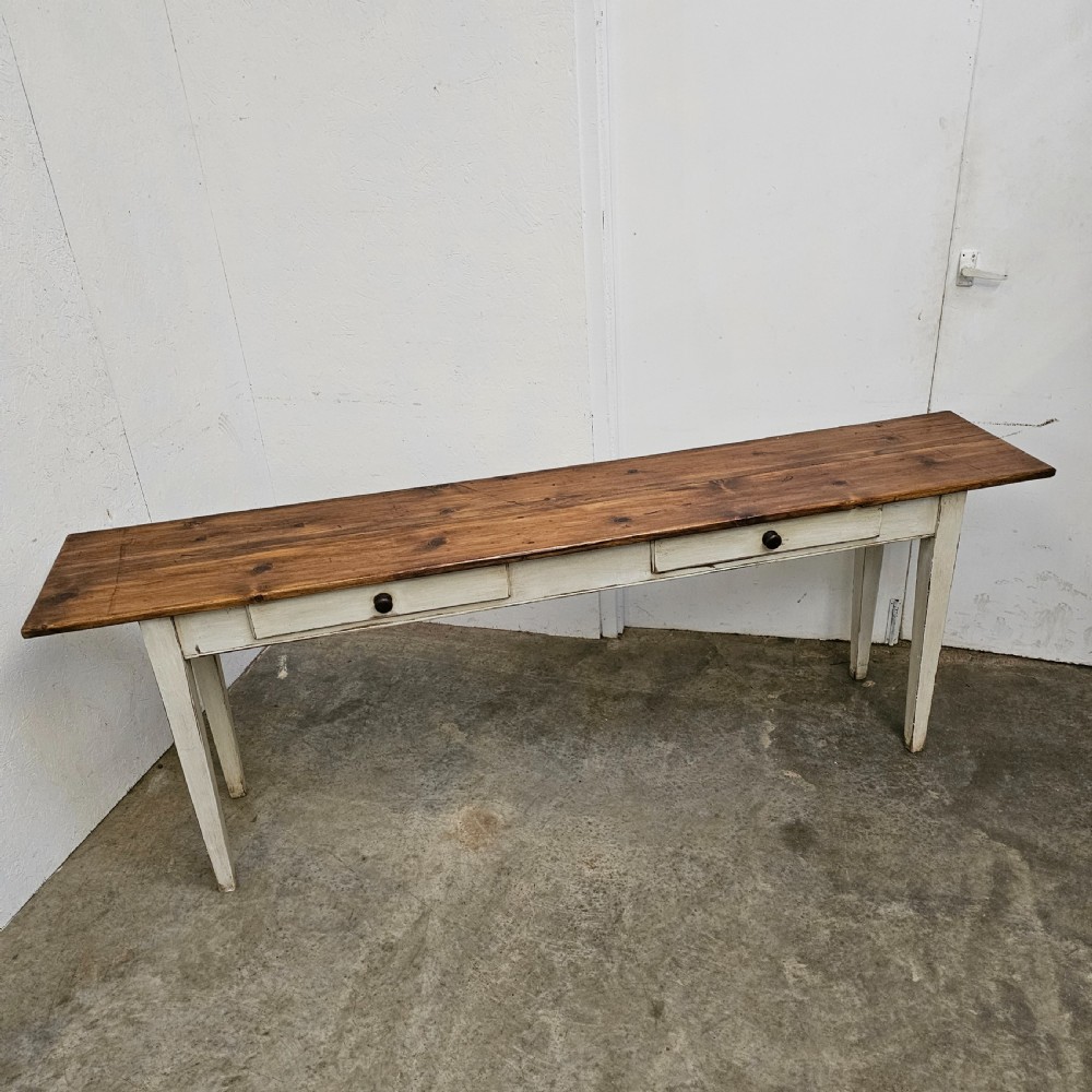 Long French Painted Two Drawer Console  View IV