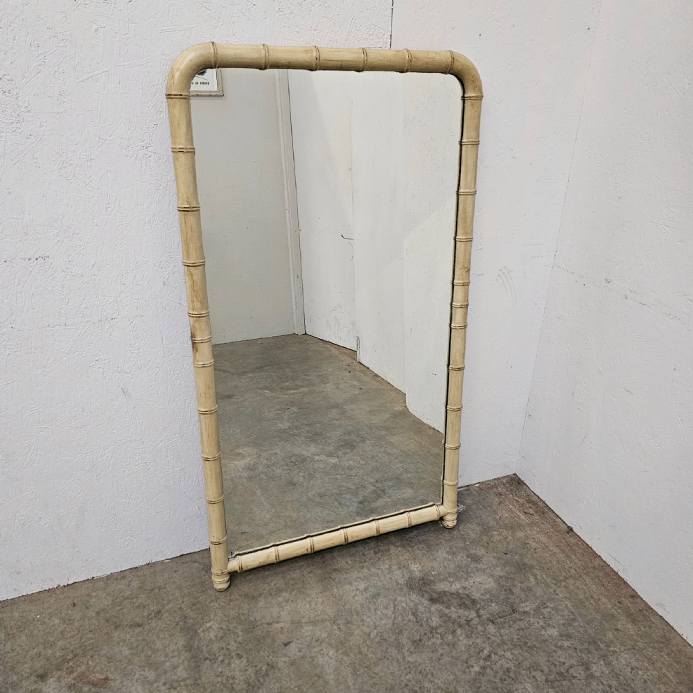 Large French Painted Faux Bamboo Mirror