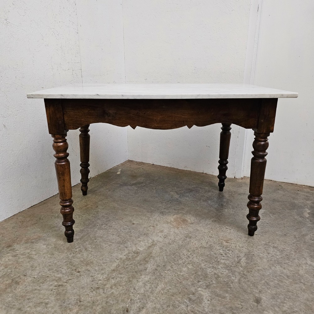 French Marble & Walnut Confectioners Centre Display Table