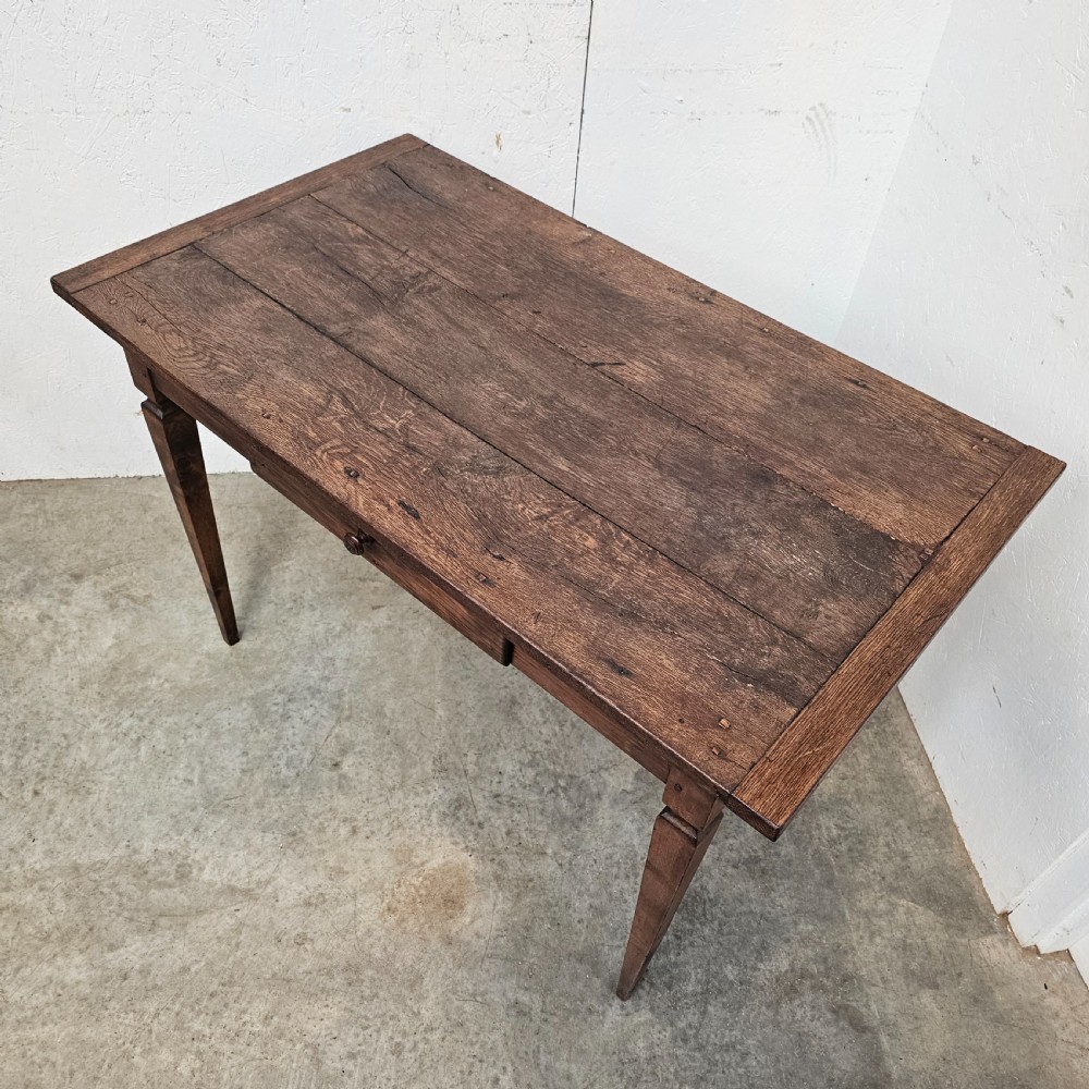 Oak Side Table With Drawer View III