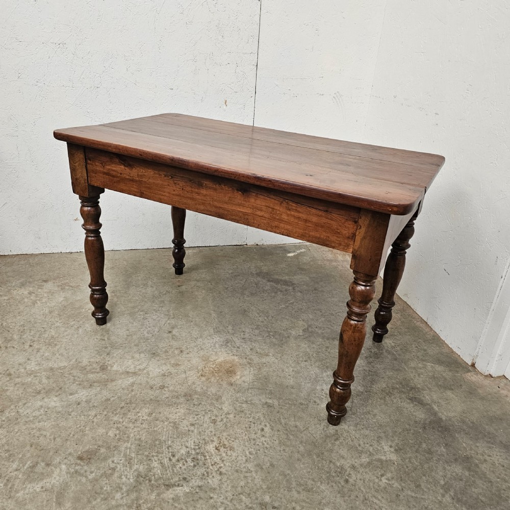 French Turned Leg Cherry Table With Drawer View II