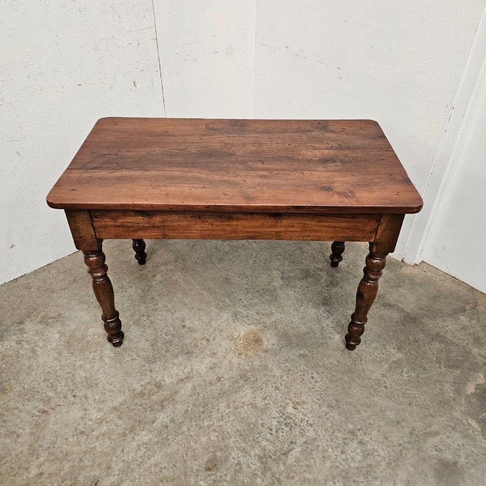 French Turned Leg Cherry Table With Drawer View IV