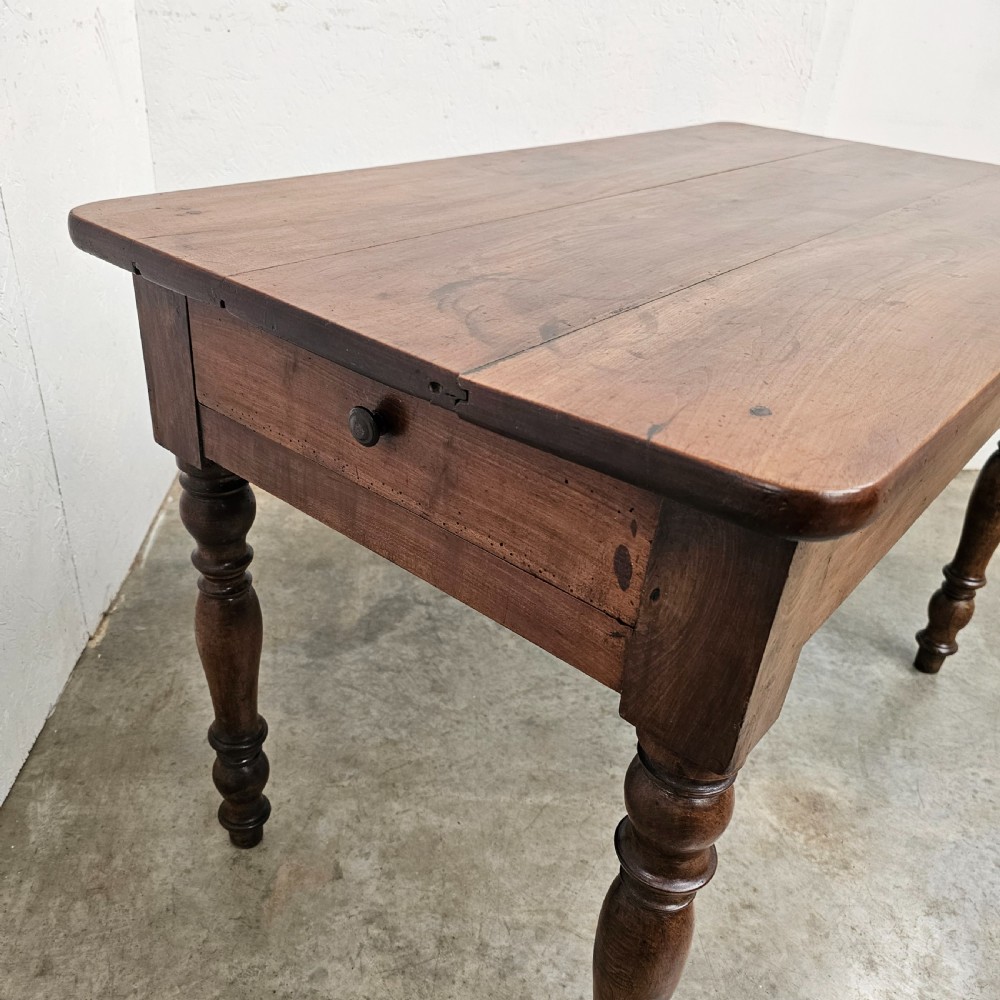 French Turned Leg Cherry Table With Drawer View V