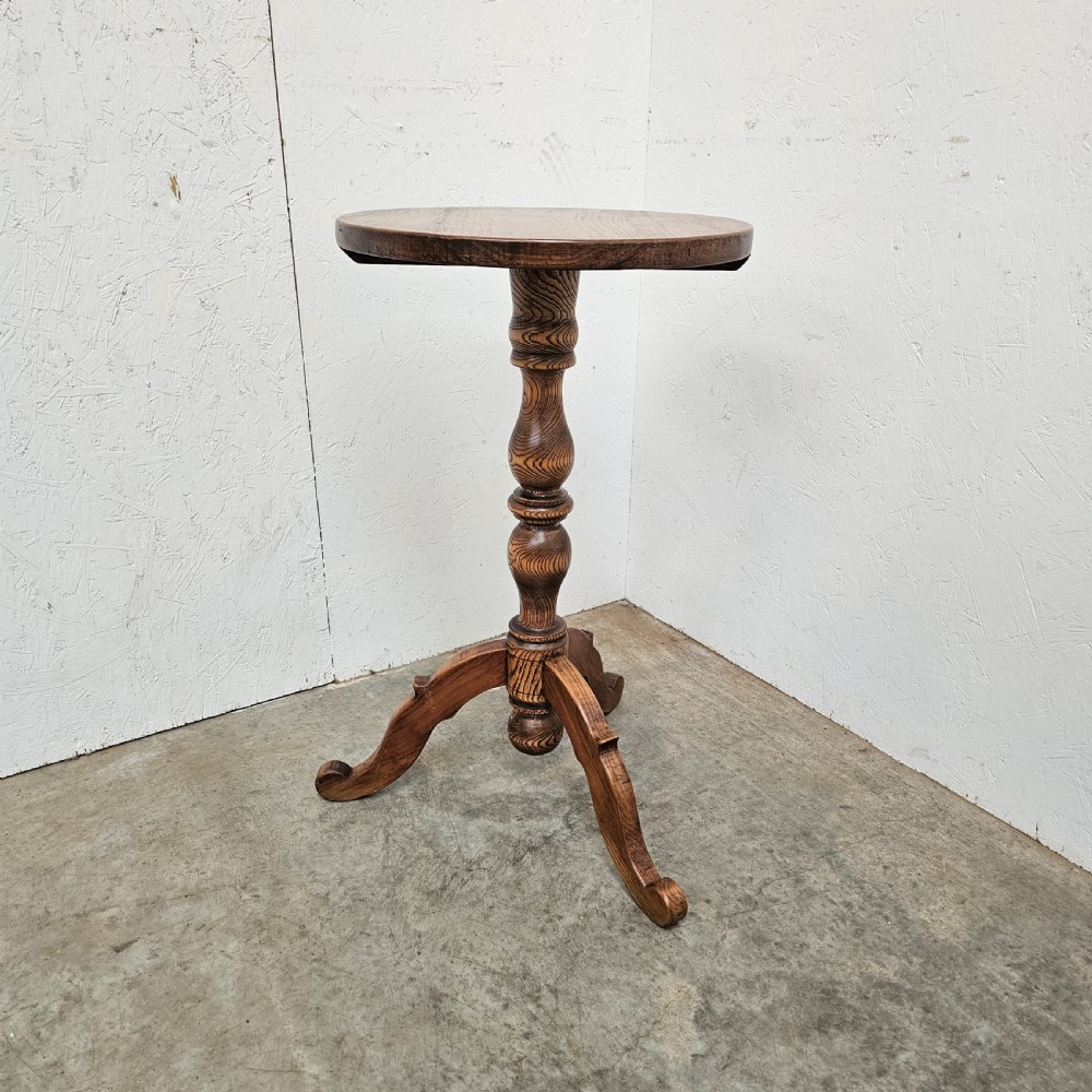French Round Ash & Fruitwood Lamp Table