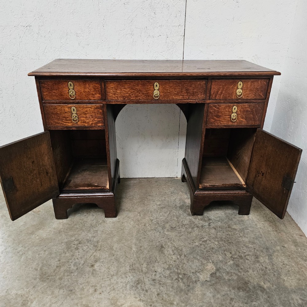 Edwardian Oak Kneehole Desk View V