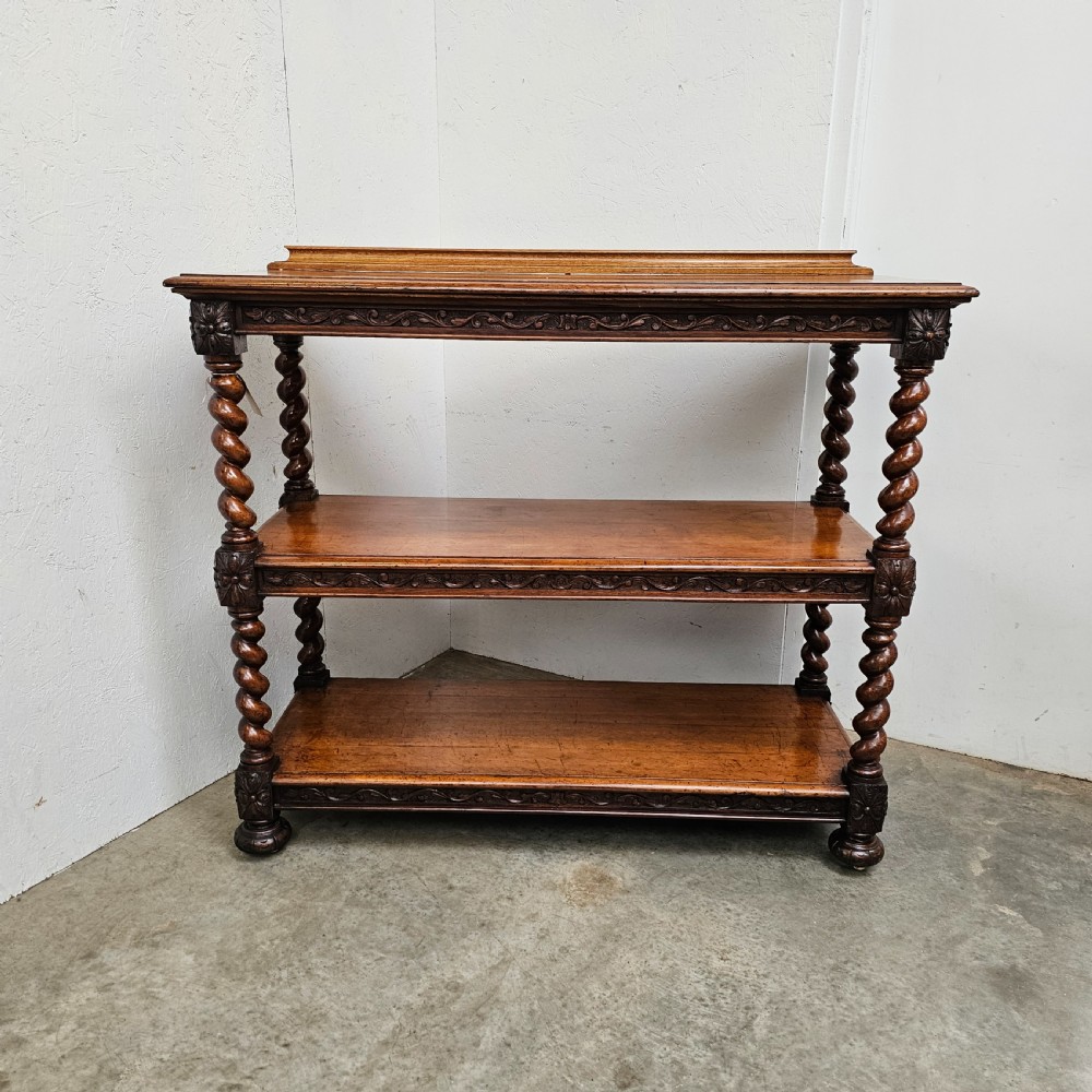 19th Century English Carved Oak Three Tier Buffet