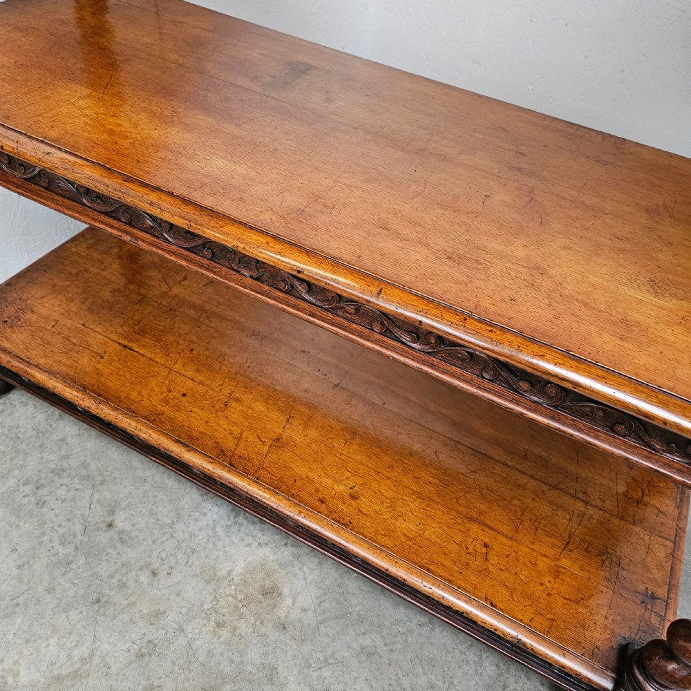 19th Century English Carved Oak Three Tier Buffet View III