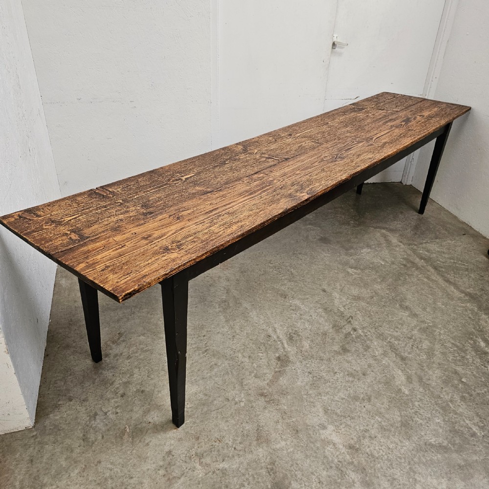 Long Rustic Pine & Oak Two Plank Harvest Table (9.5ft)