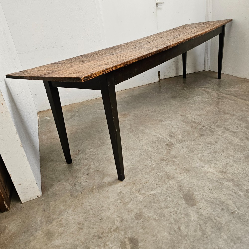 Long Rustic Pine & Oak Two Plank Harvest Table (9.5ft) View II