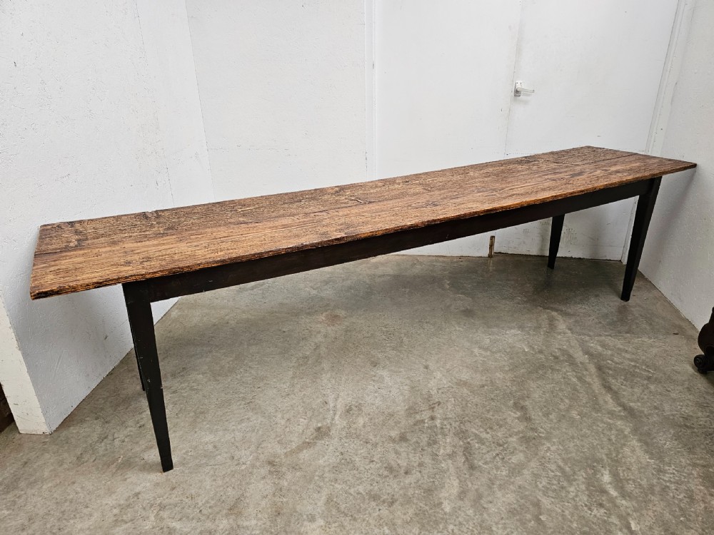 Long Rustic Pine & Oak Two Plank Harvest Table (9.5ft) View V
