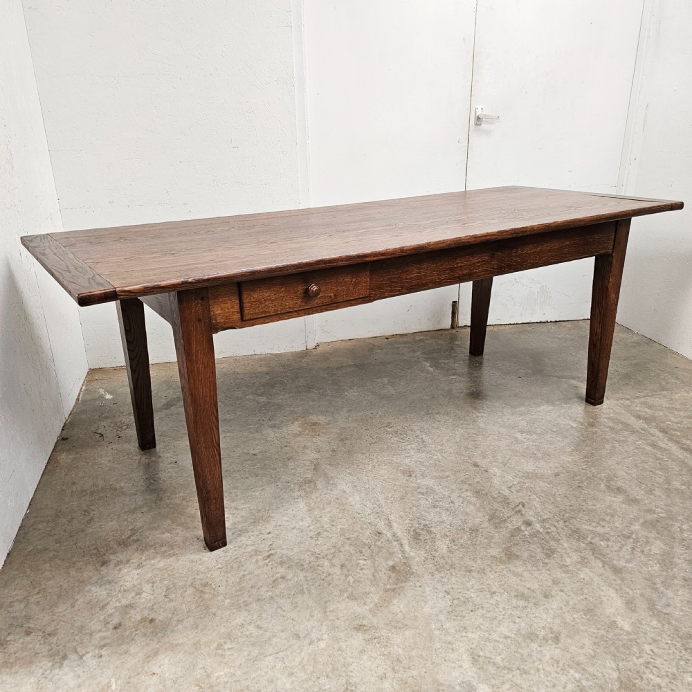 French Oak Dining Table With Drawer (7 ft)
