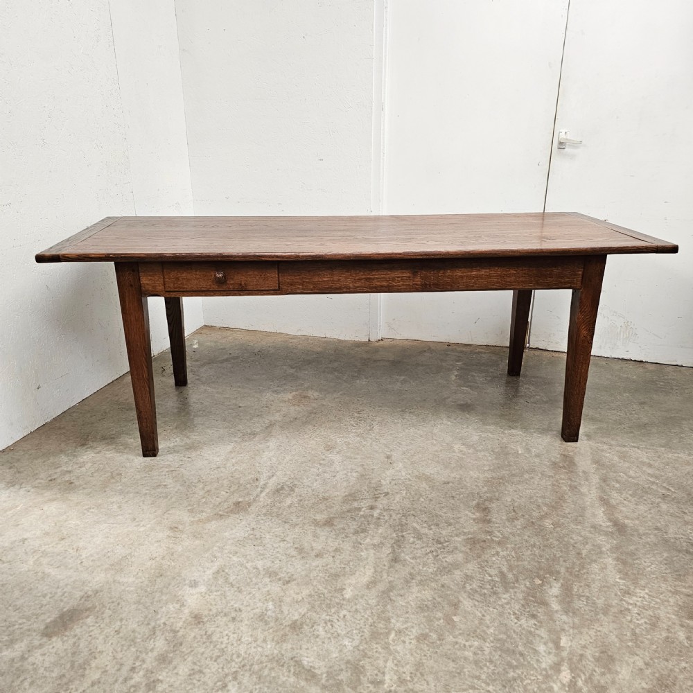 French Oak Dining Table With Drawer (7 ft) View II