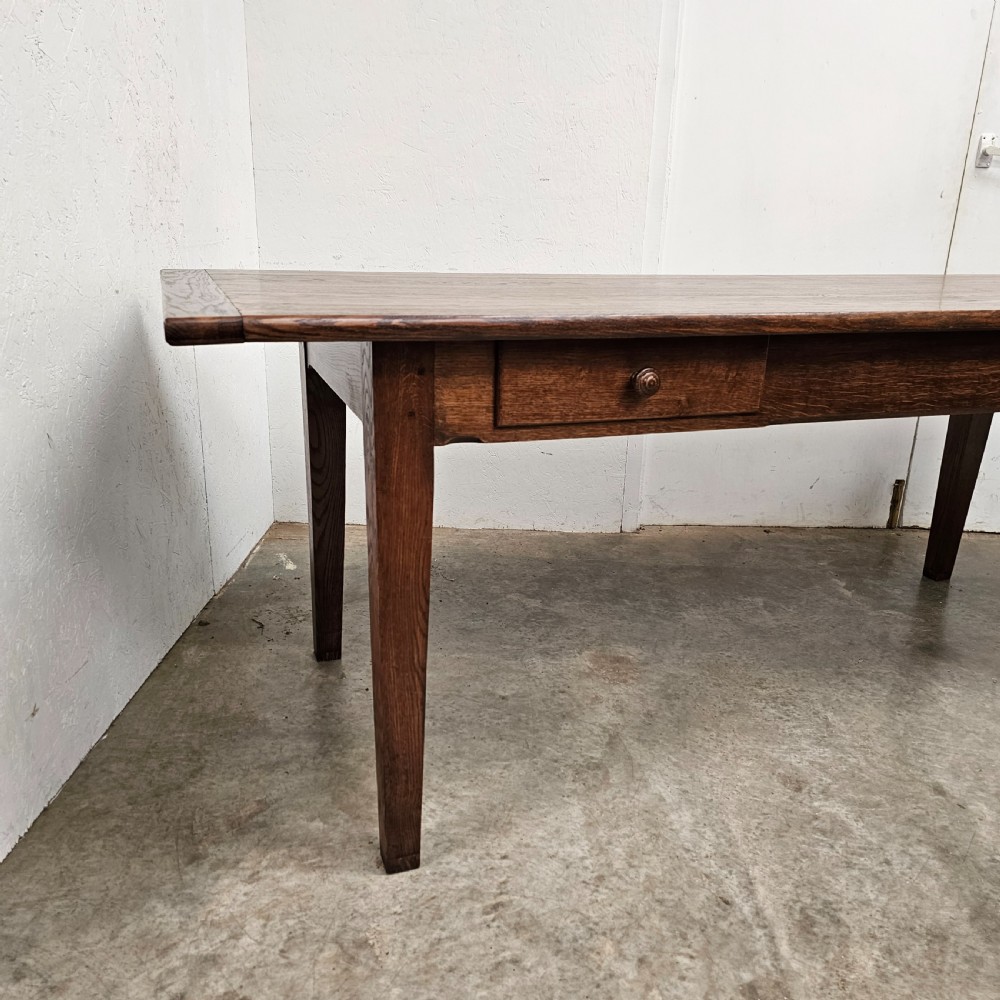 French Oak Dining Table With Drawer (7 ft) View III
