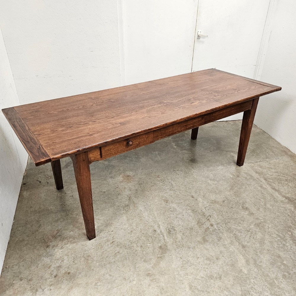 French Oak Dining Table With Drawer (7 ft) View V