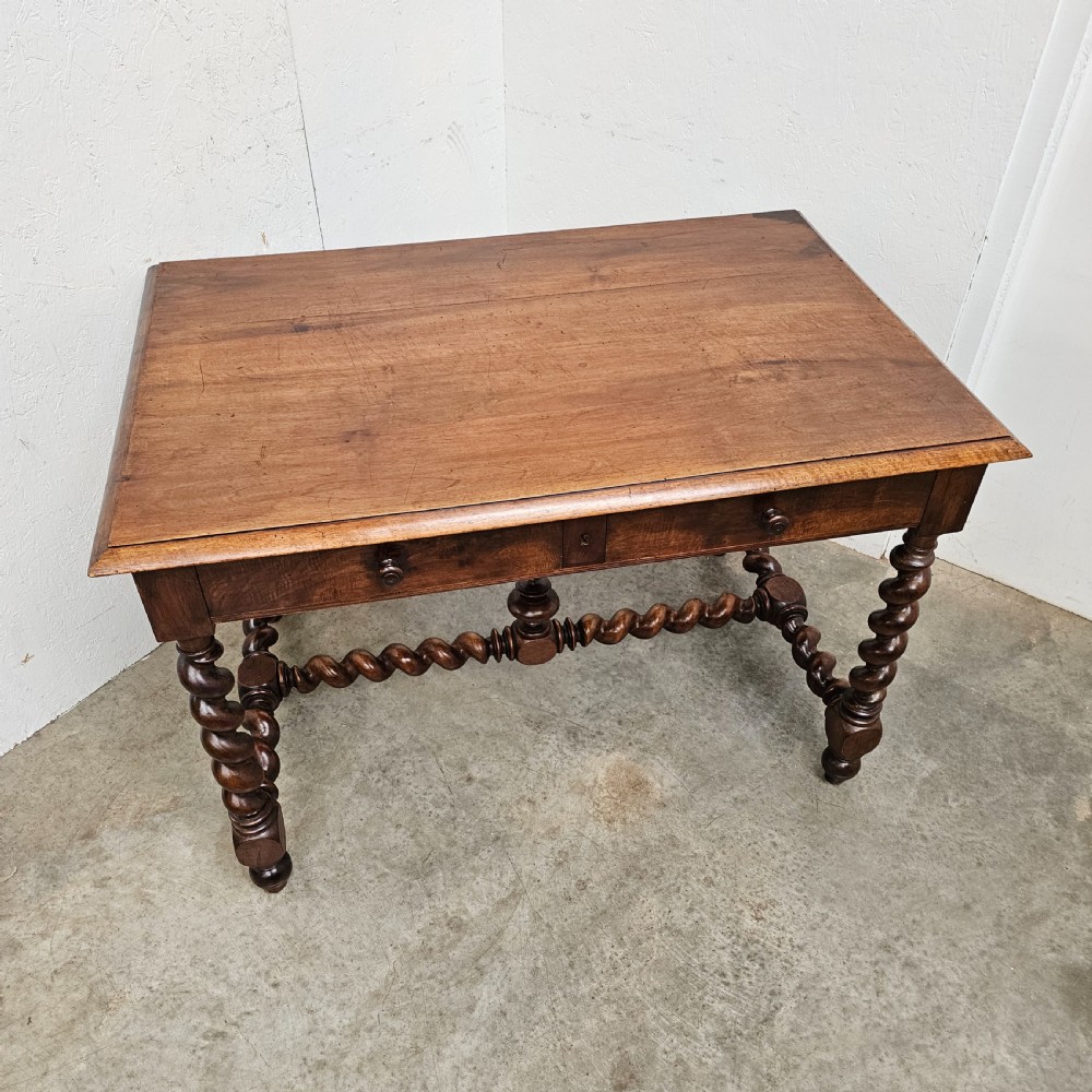 Walnut Two Drawer Barley Twist Writing Desk View II