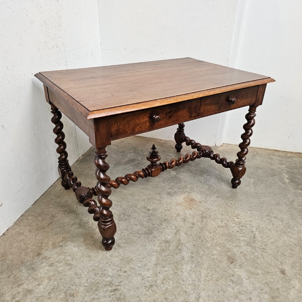 Walnut Two Drawer Barley Twist Writing Desk View III