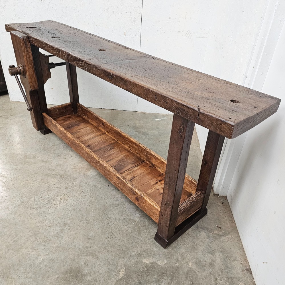 19th Century French Oak Craftsmans Workbench View V
