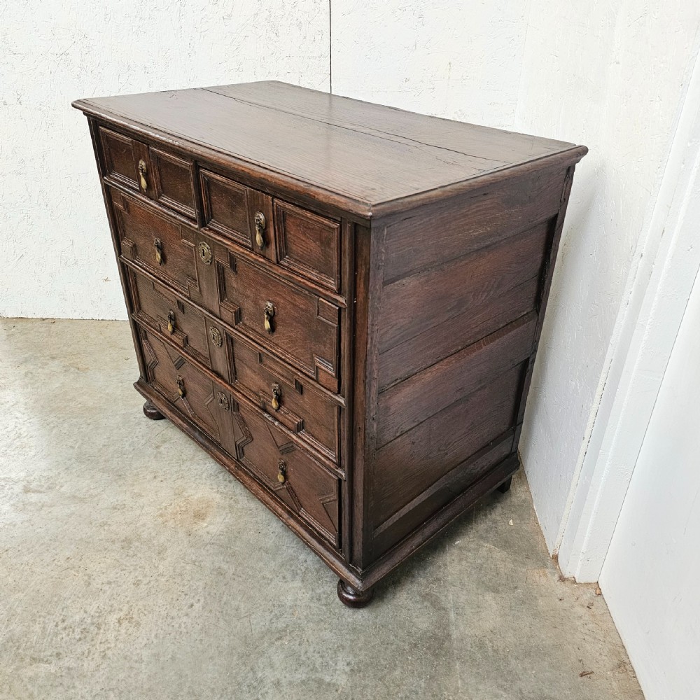 English Panelled Oak Geometric Chest (Late 17th Century) View IV