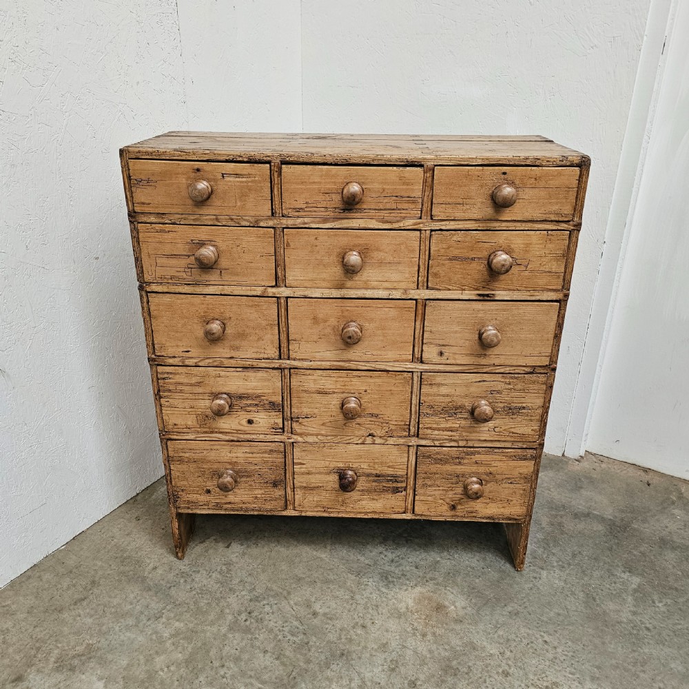 English Pine Bank of 15 Drawers