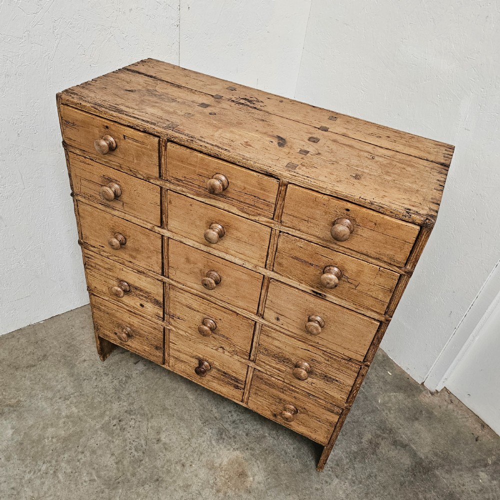 English Pine Bank of 15 Drawers View II
