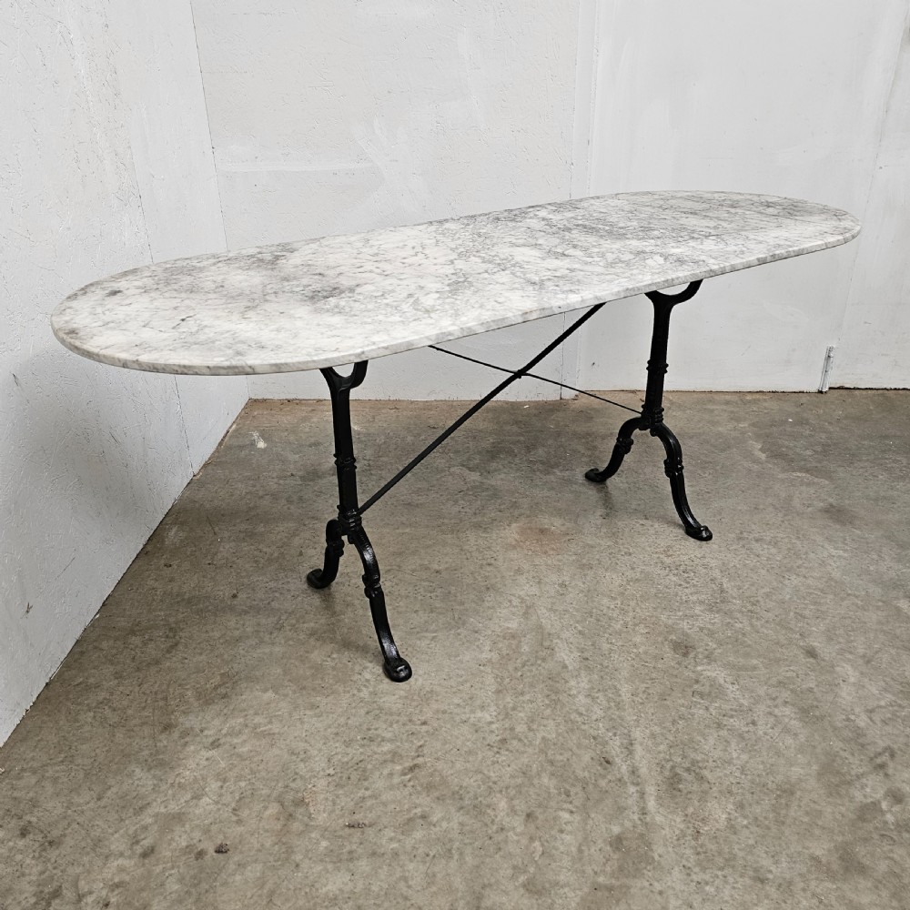 Long French Marble & Iron Bistro Table