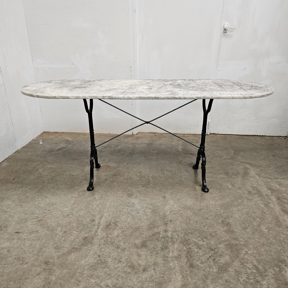 Long French Marble & Iron Bistro Table View II