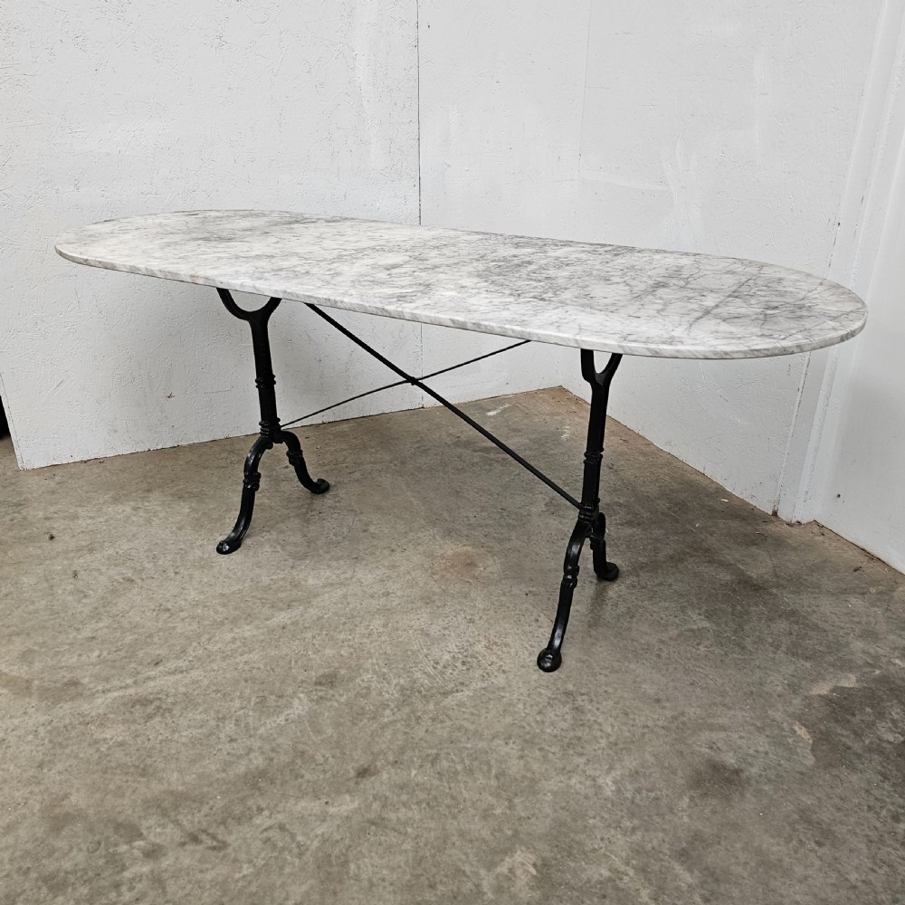 Long French Marble & Iron Bistro Table View III
