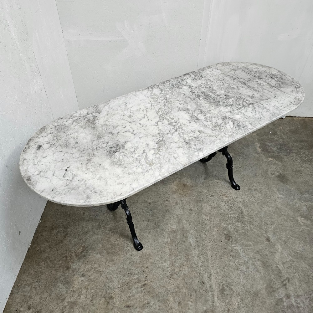 Long French Marble & Iron Bistro Table View V