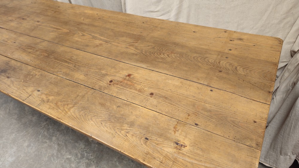 Long French Pine & Oak Community Hall Table (3 Meters) View IV