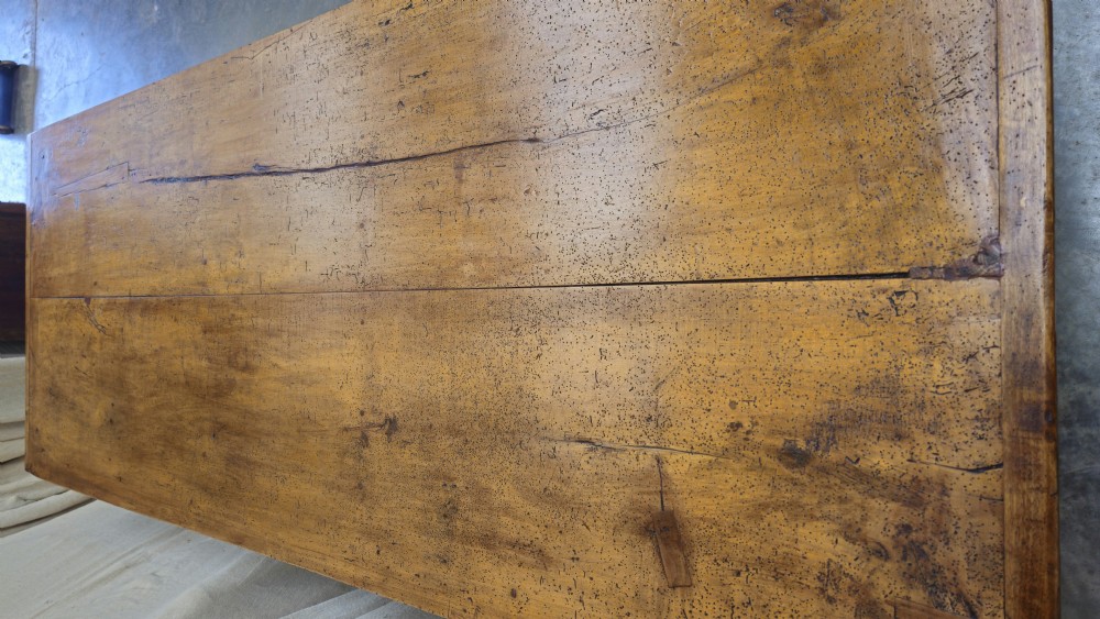 Stunning French Pear & Oak Farmhouse Table - Two Board Top View IV