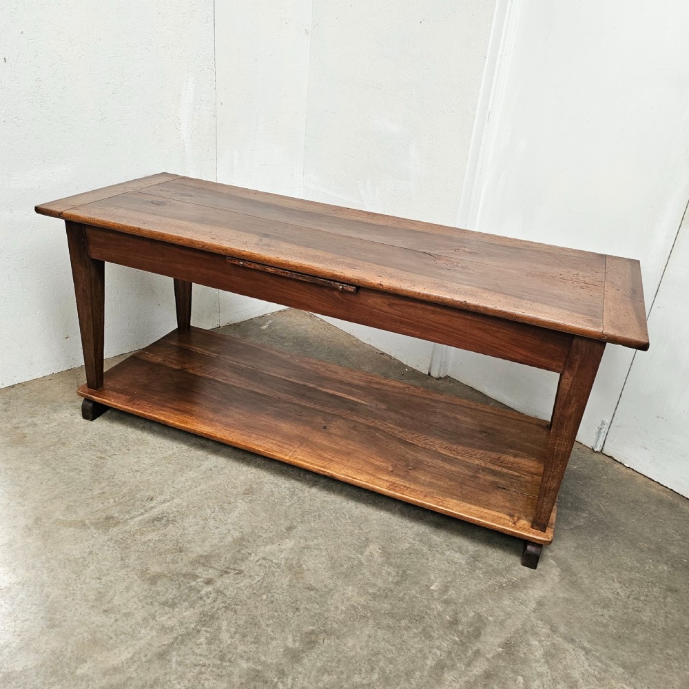 Substantial Two-Tier Walnut Worktable (Two-Board Book- Matched Top) View II
