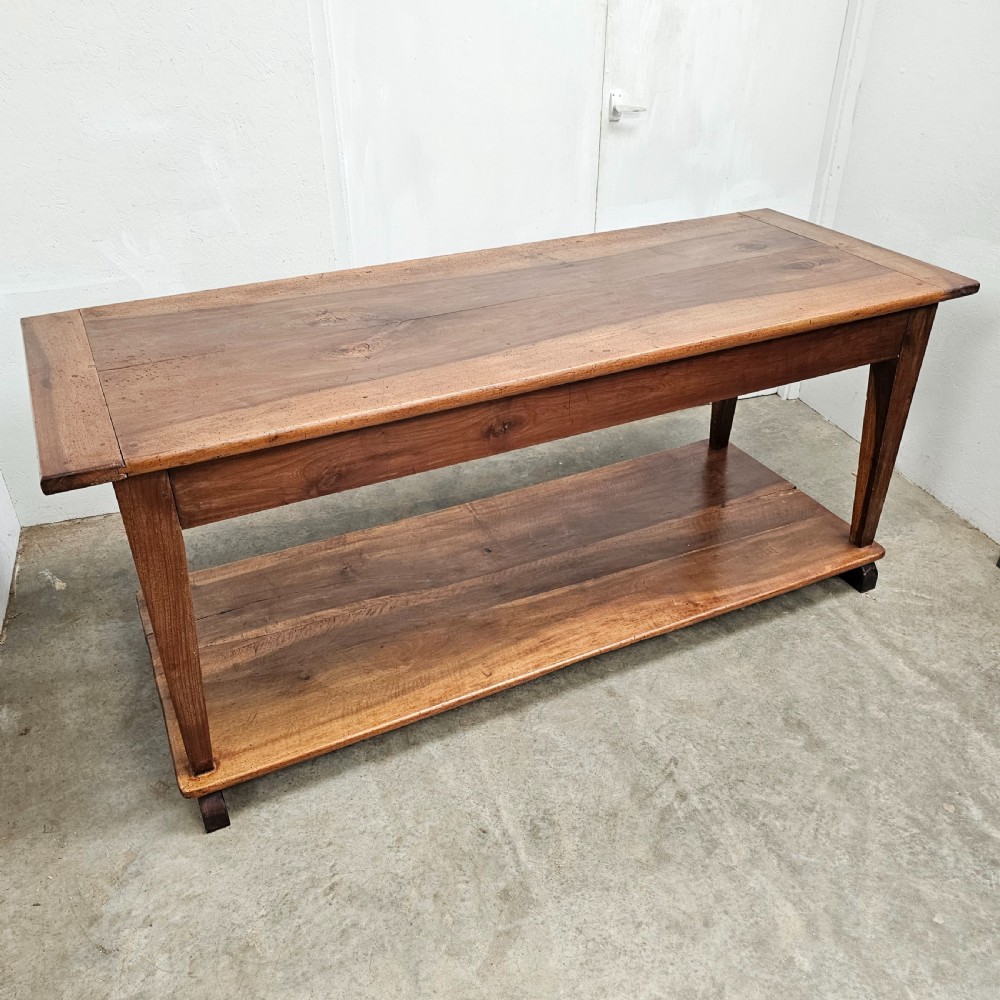Substantial Two-Tier Walnut Worktable (Two-Board Book- Matched Top) View IV