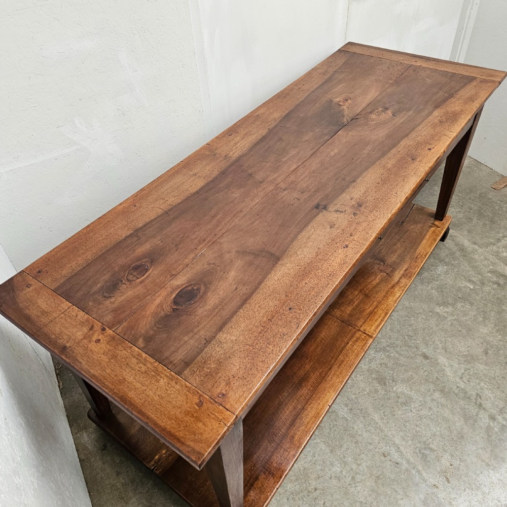 Substantial Two-Tier Walnut Worktable (Two-Board Book- Matched Top) View V