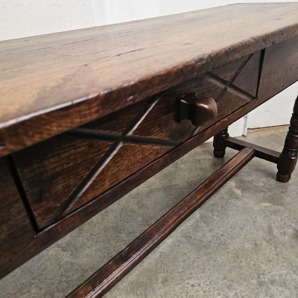 French Oak Serving Table With Carved Drawer View IV