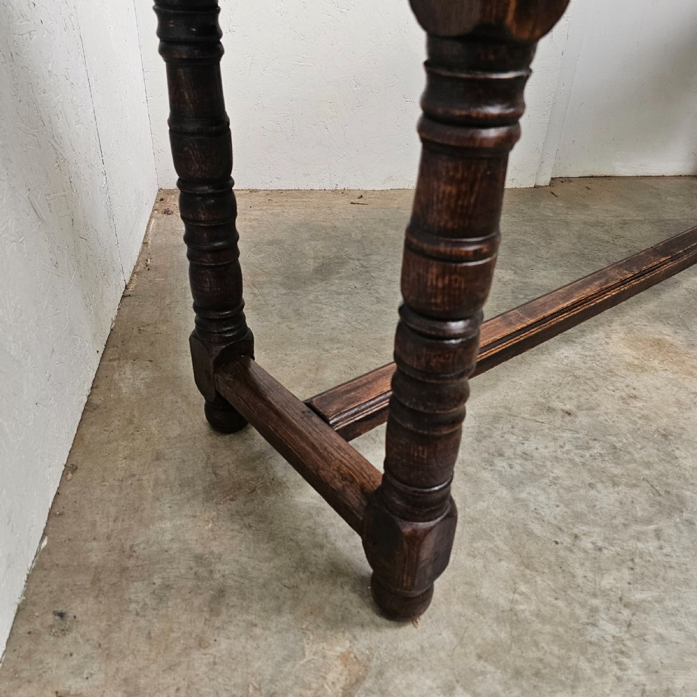 French Oak Serving Table With Carved Drawer View V