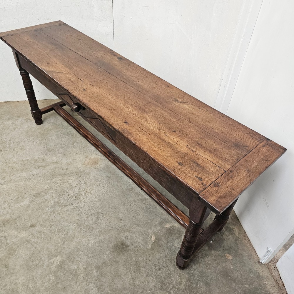 French Oak Serving Table With Carved Drawer View VIII
