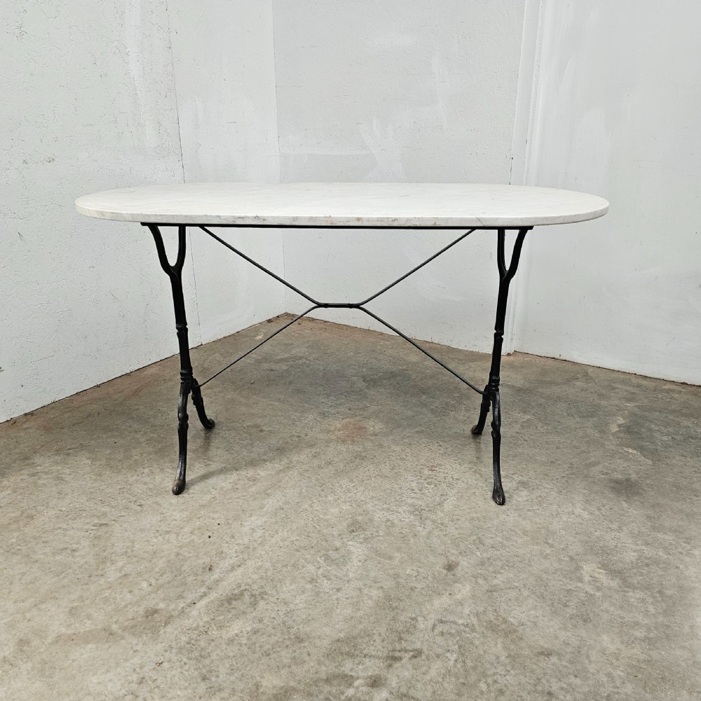 French D-End Marble & Iron Bistro Table